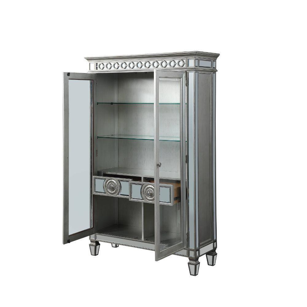 ACME Varian Curio, Mirrored & Antique Platinum FredCo