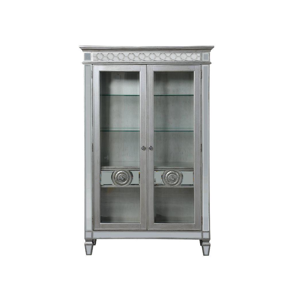ACME Varian Curio, Mirrored & Antique Platinum FredCo