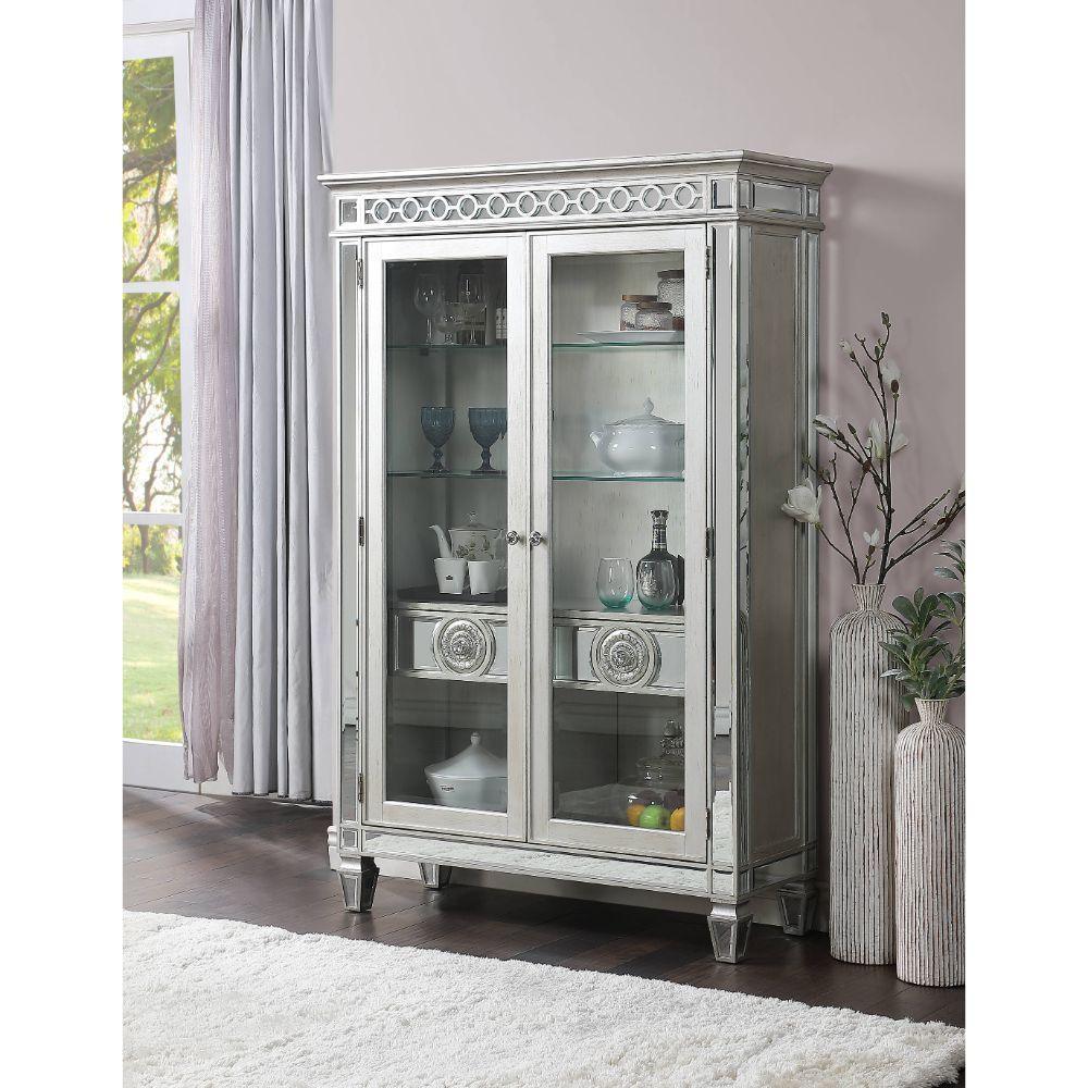 ACME Varian Curio, Mirrored & Antique Platinum FredCo