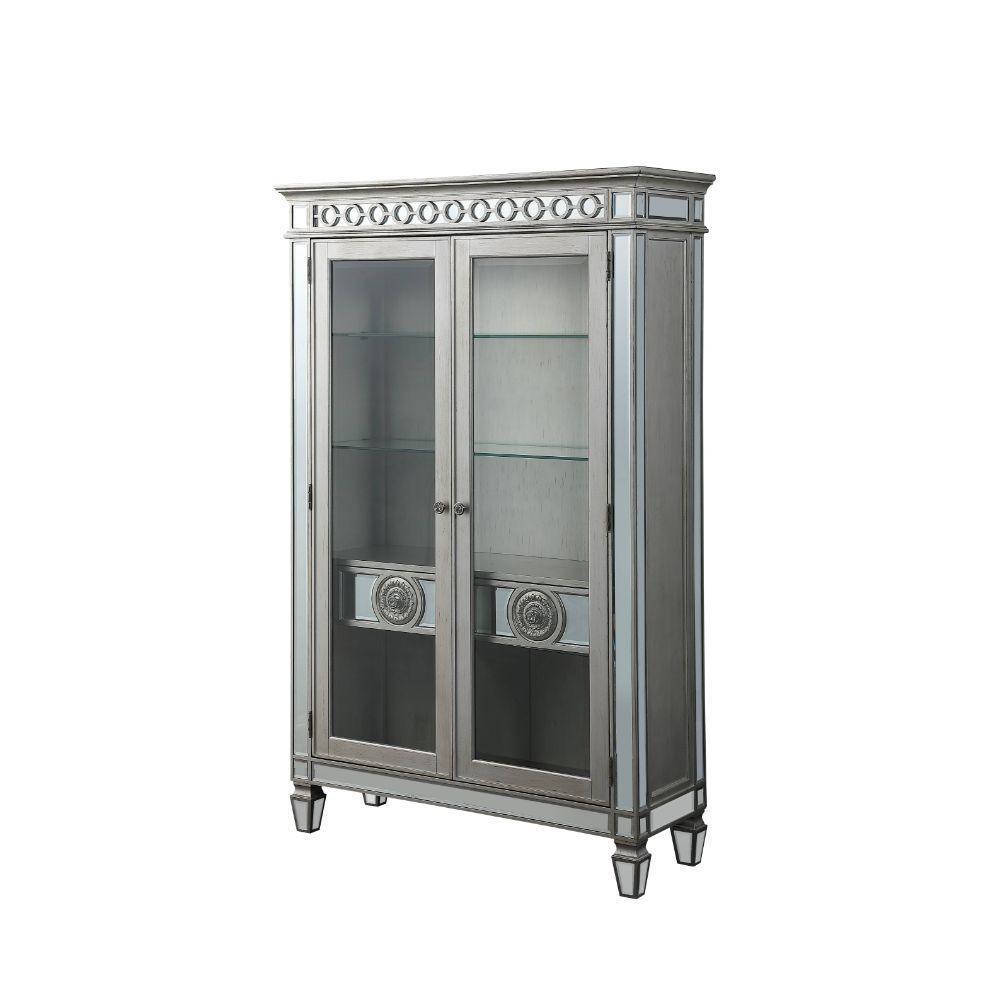 ACME Varian Curio, Mirrored & Antique Platinum FredCo