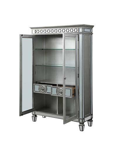 ACME Varian Curio, Mirrored & Antique Platinum FredCo