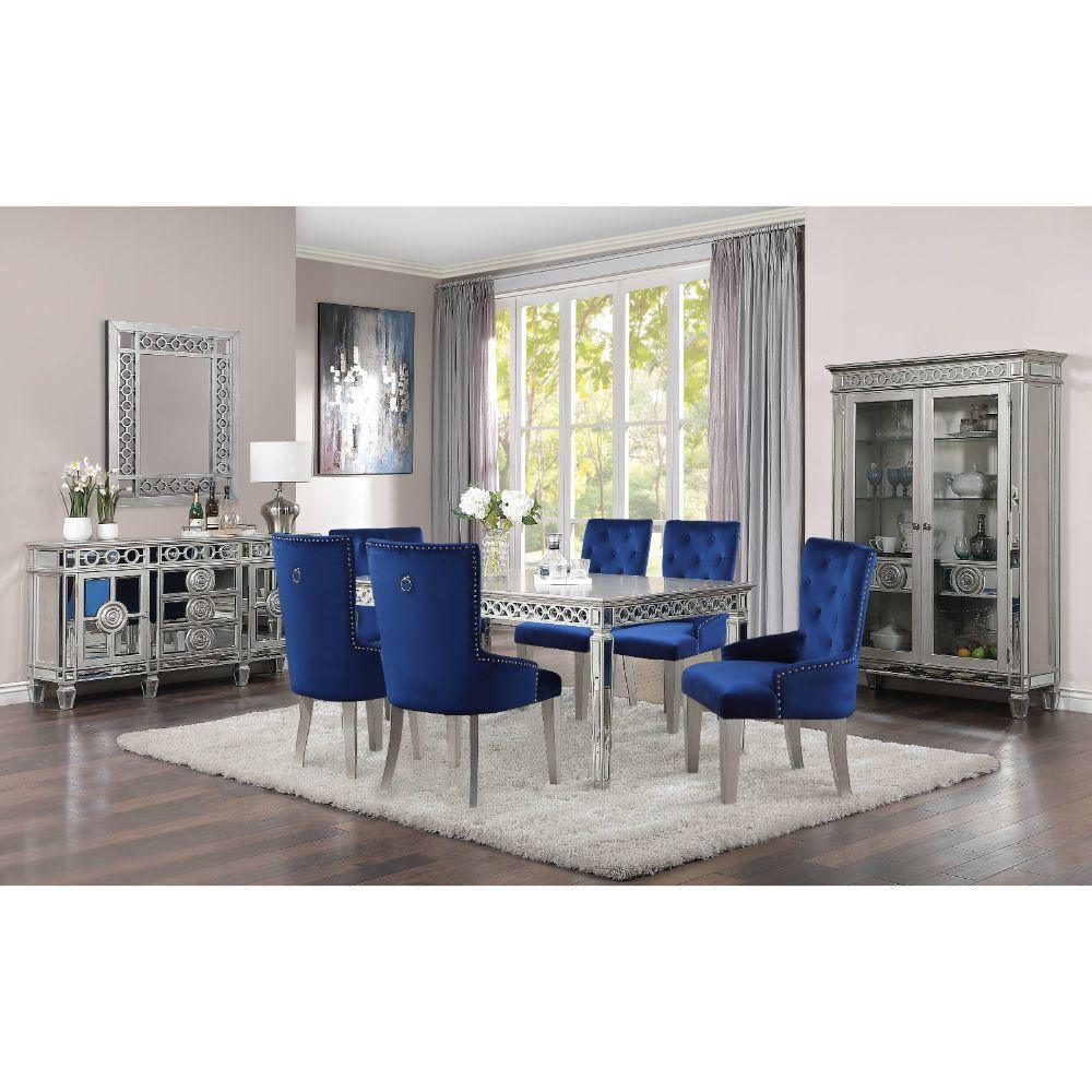 ACME Varian Dining Table (90"L), Mirrored & Antique Platinum FredCo