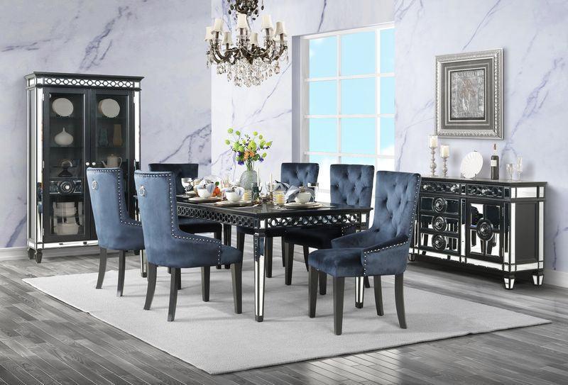 ACME Varian II Dining Table, Mirrored & Black Finish FredCo