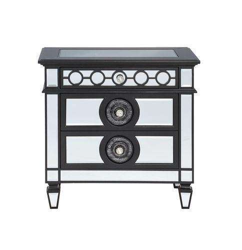 ACME Varian II Nightstand, Black Velvet & BLACK & Sliver FINISH FredCo