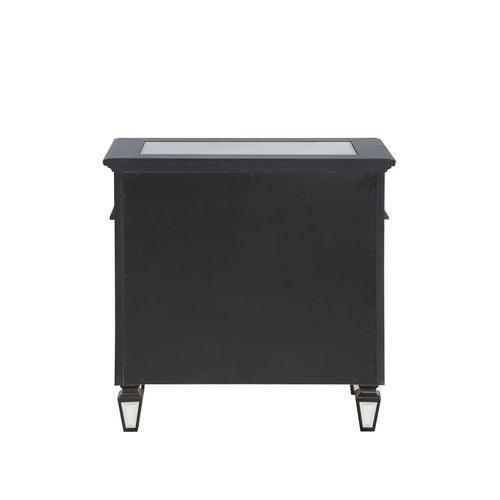 ACME Varian II Nightstand, Black Velvet & BLACK & Sliver FINISH FredCo