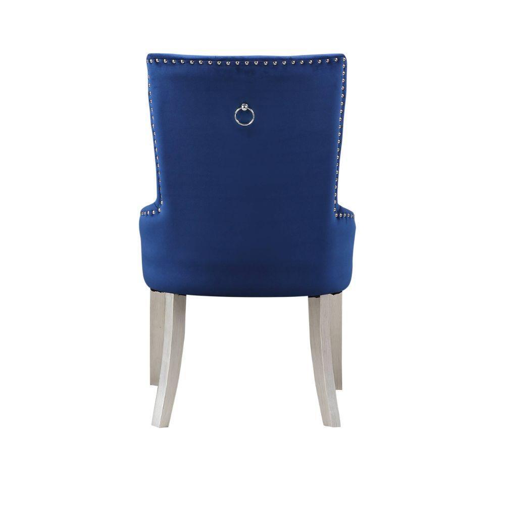 ACME Varian Side Chair (1Pc), Blue & Antique Platinum FredCo