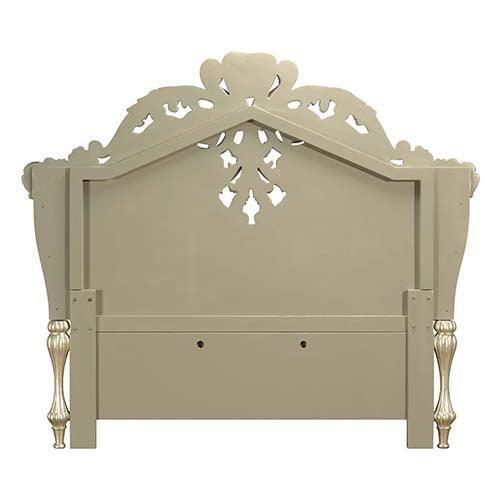 ACME Vatican Eastern King Bed, PU Leather, Light Gold & Champagne Silver Finish FredCo