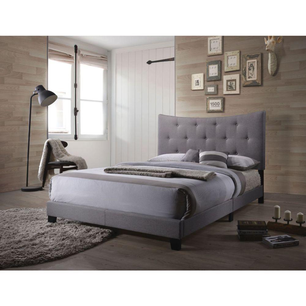 ACME Venacha Queen Bed, Gray Fabric FredCo