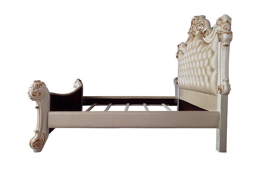 ACME Vendom Eastern King Bed, PU & Antique Pearl Finish FredCo