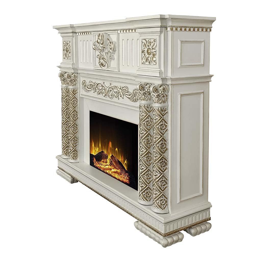 ACME Vendom Fireplace, Antique Pearl Finish FredCo