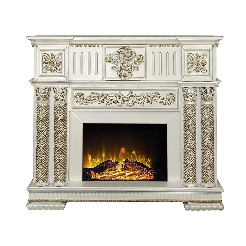 ACME Vendom Fireplace, Antique Pearl Finish FredCo