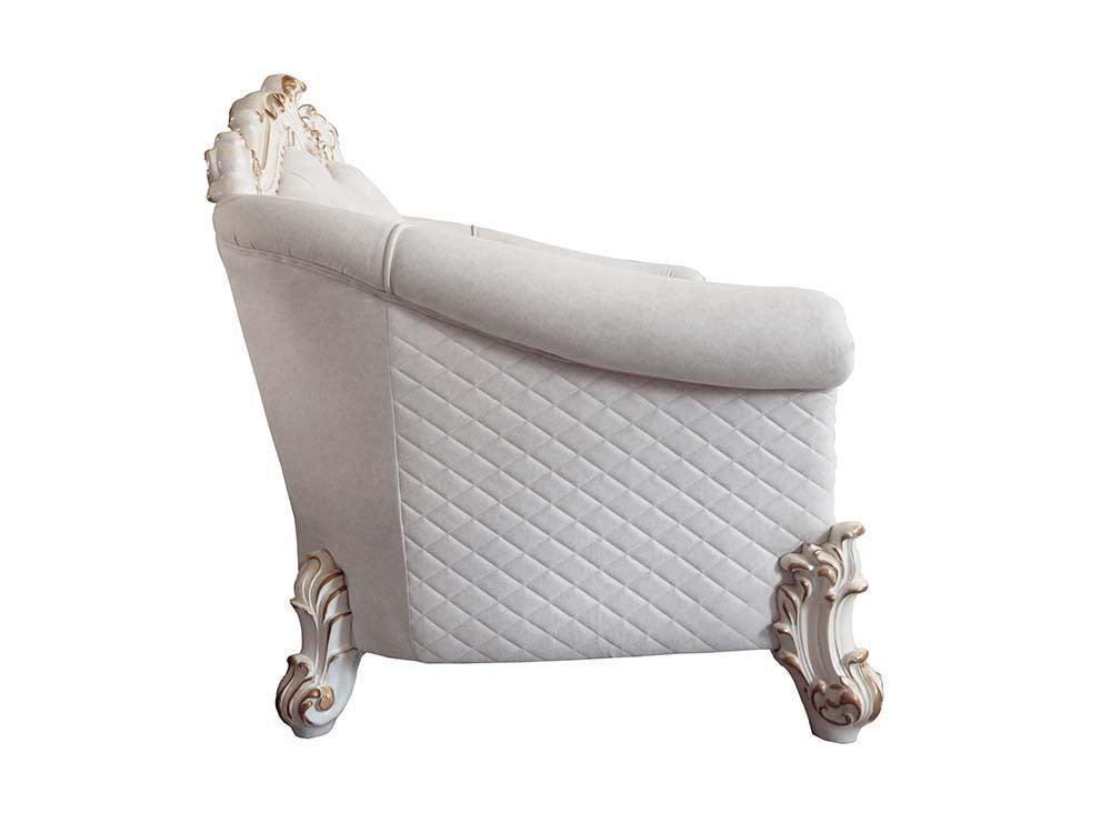 ACME Vendom II Loveseat w/4 Pillows, Two Tone Ivory Fabric & Antique Pearl Finsih FredCo