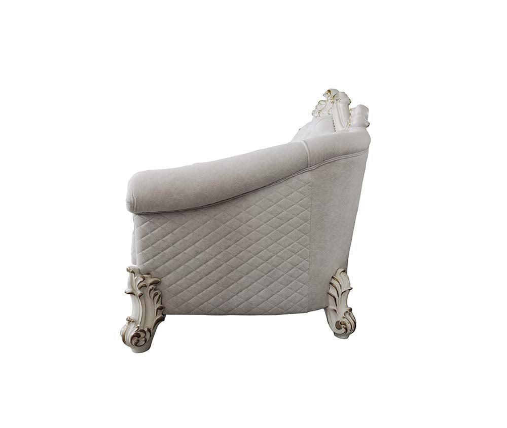 ACME Vendom II Sofa w/6 Pillows, Two Tone Ivory Fabric & Antique Pearl Finsih FredCo