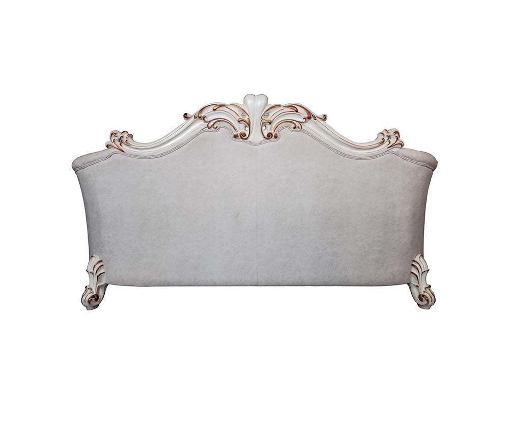 ACME Vendom II Sofa w/6 Pillows, Two Tone Ivory Fabric & Antique Pearl Finsih FredCo