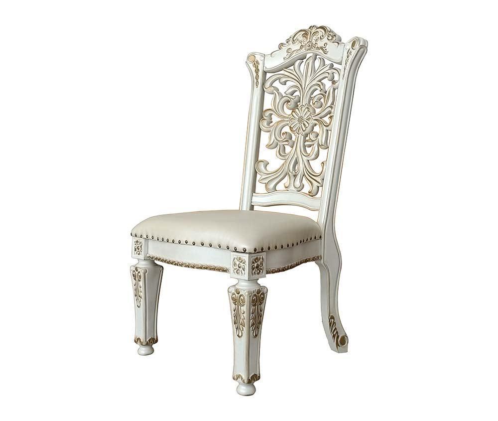 ACME Vendom Side Chair(Set-2), PU & Antique Pearl Finish 1 FredCo
