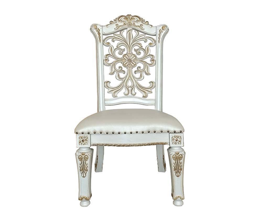 ACME Vendom Side Chair(Set-2), PU & Antique Pearl Finish 1 FredCo