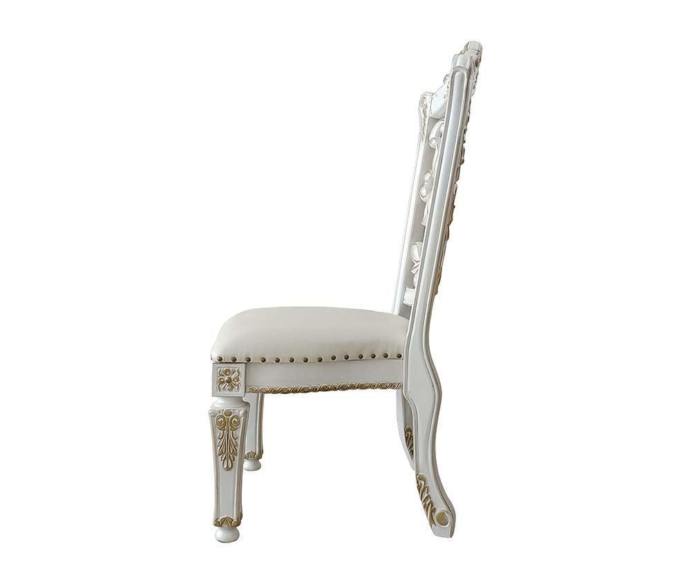ACME Vendom Side Chair(Set-2), PU & Antique Pearl Finish 1 FredCo