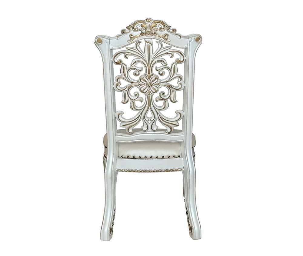 ACME Vendom Side Chair(Set-2), PU & Antique Pearl Finish 1 FredCo