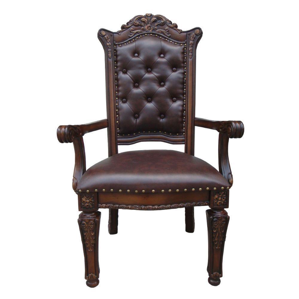 ACME Vendome Arm Chair (Set-2), PU & Cherry FredCo