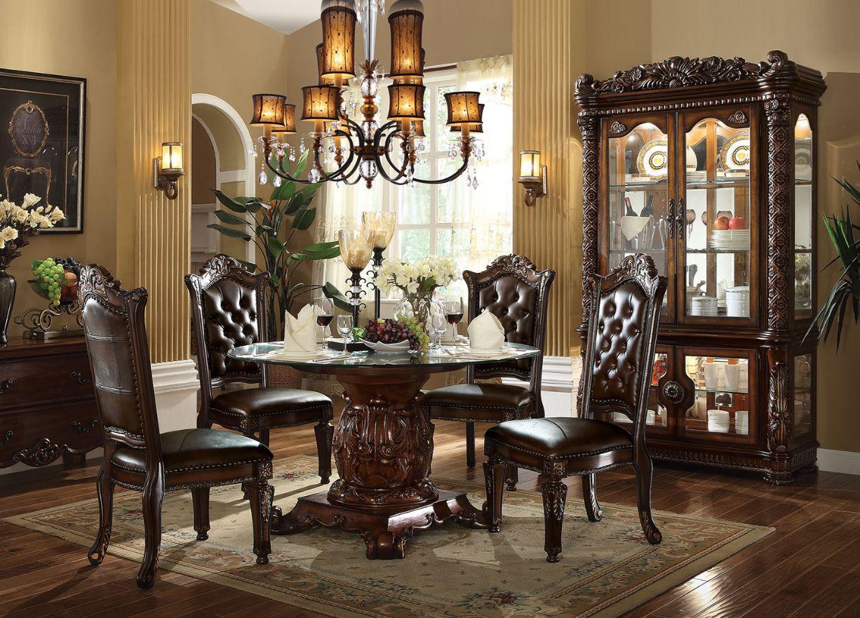 ACME Vendome Dining Table w/Pedestal, Cherry 62010 FredCo