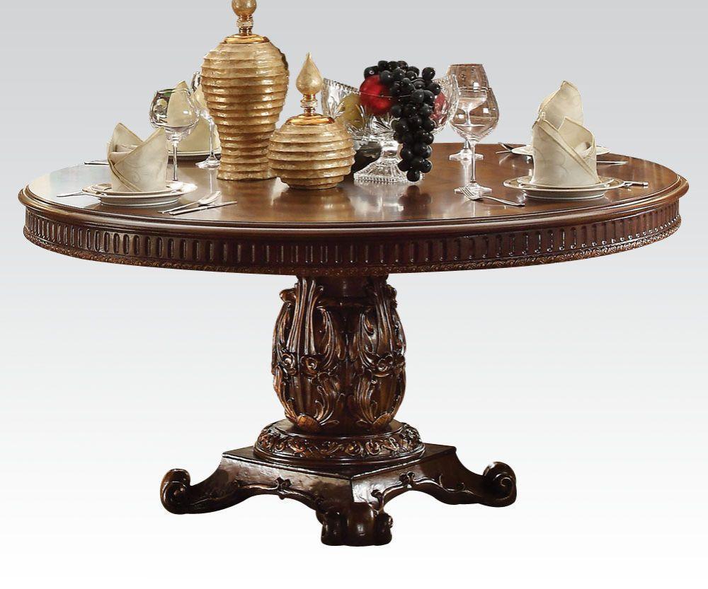 ACME Vendome Dining Table w/Pedestal, Cherry 62015 FredCo