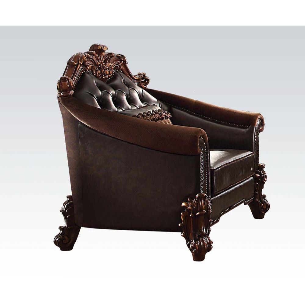 ACME Vendome II Chair w/1 Pillow, 2-Tone Dark Brown PU & Cherry FredCo