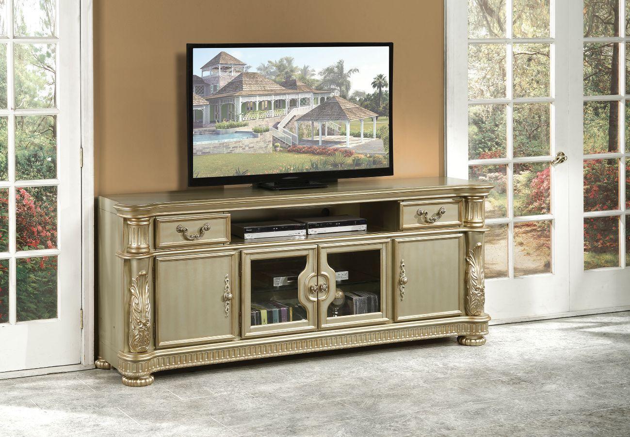 ACME Vendome II TV Console, Gold Patina & Bone FredCo