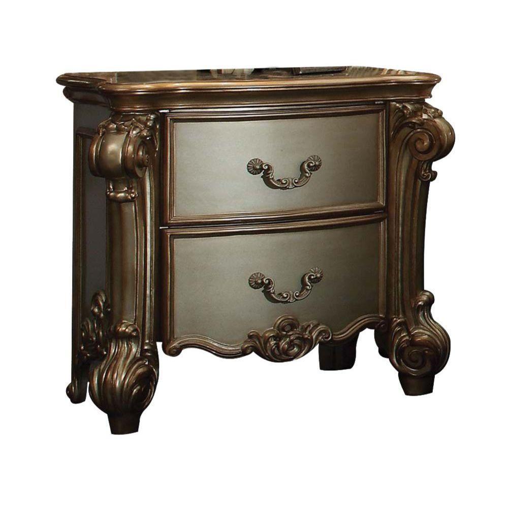 ACME Vendome Nightstand, Gold Patina & Bone FredCo