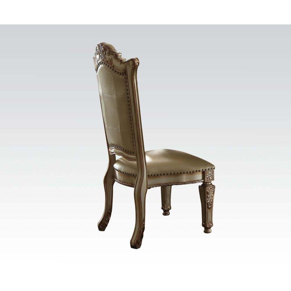 ACME Vendome Side Chair (Set-2), Bone PU & Gold Patina FredCo