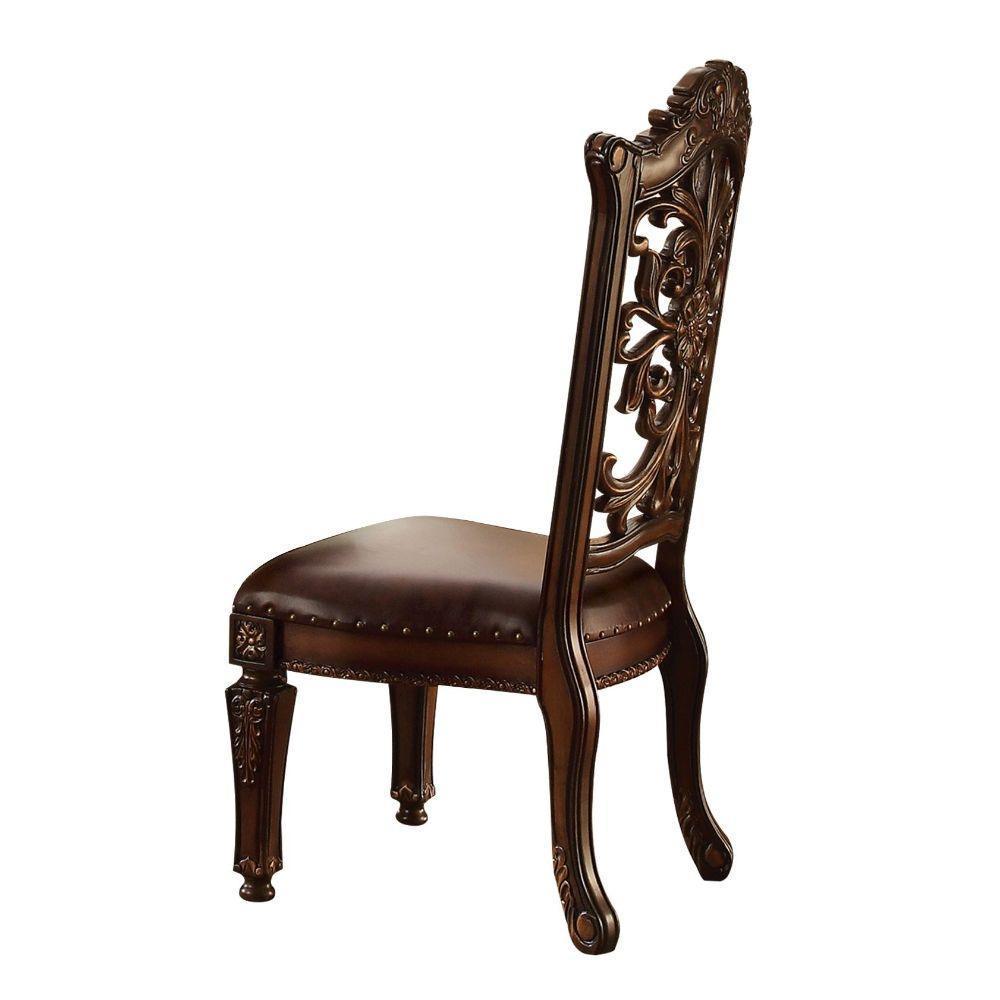 ACME Vendome Side Chair (Set 2), PU & Cherry FredCo