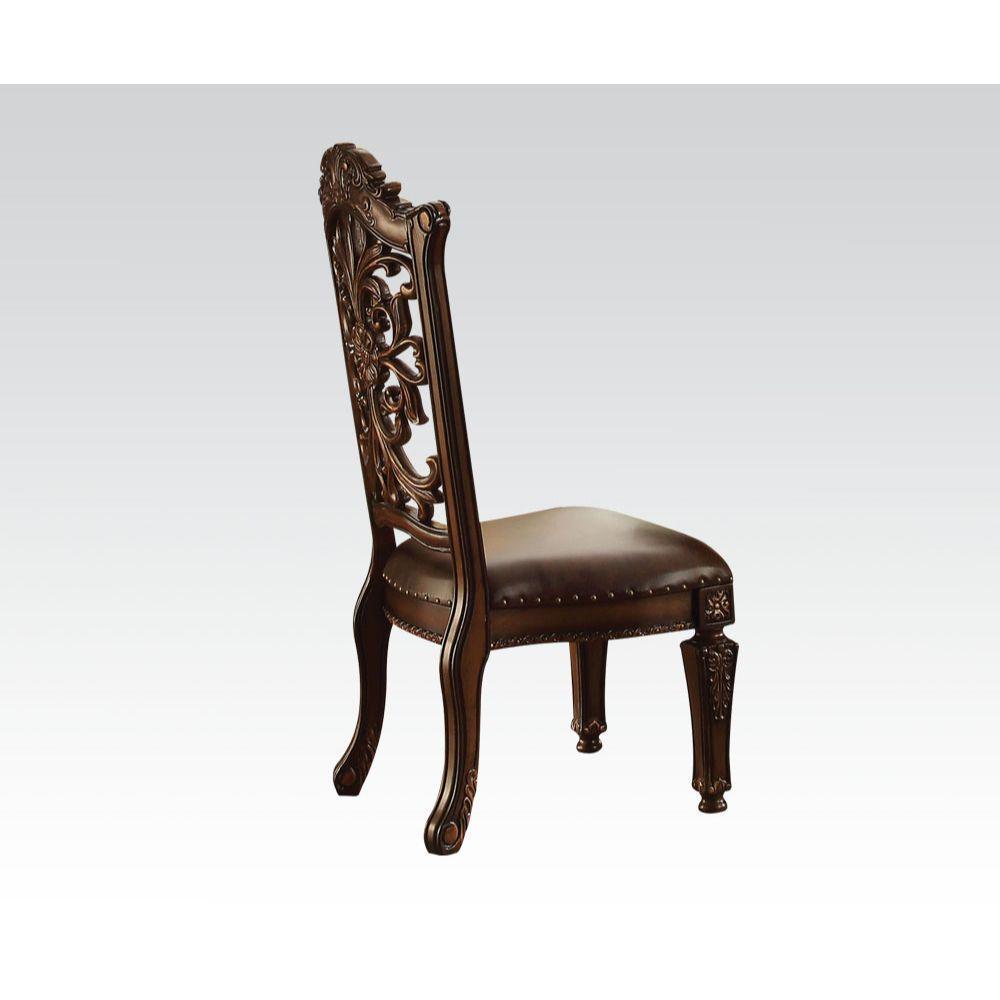 ACME Vendome Side Chair (Set 2), PU & Cherry FredCo