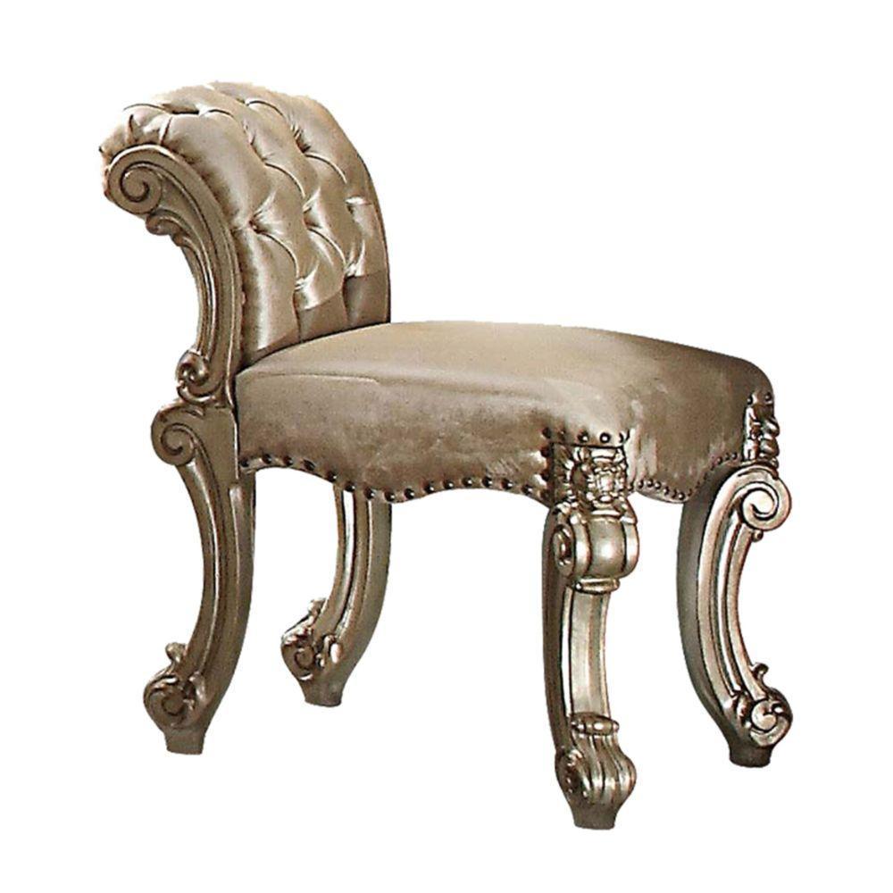 ACME Vendome Vanity Stool, Fabric, Gold Patina & Bone FredCo