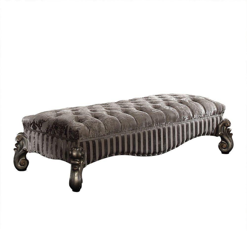 ACME VersaiLes Bench, Fabric & Antique Platinum FredCo