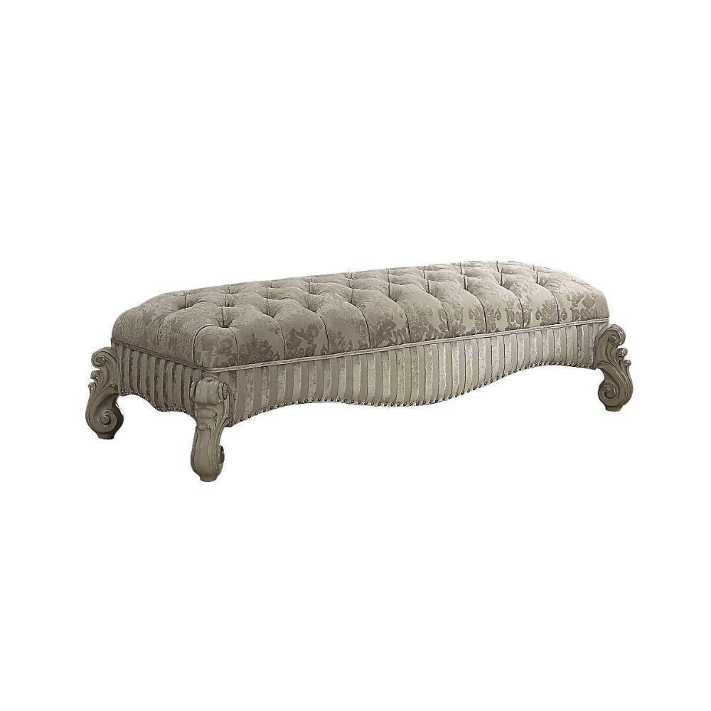 ACME VersaiLes Bench, Ivory Fabric & Bone White FredCo