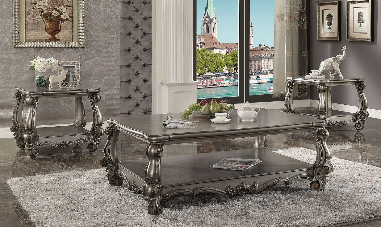 ACME Versailles Coffee Table, Antique Platinum FredCo