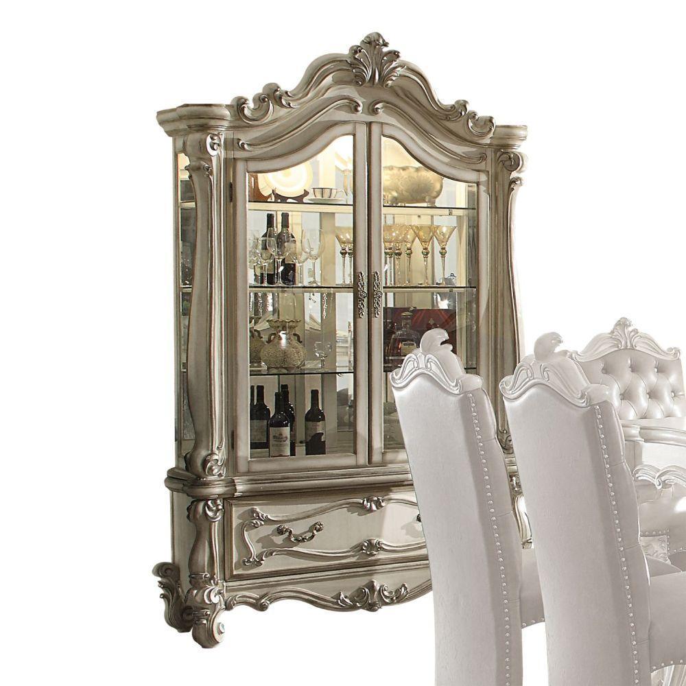 ACME Versailles Curio Cabinet, Bone White 61153 FredCo