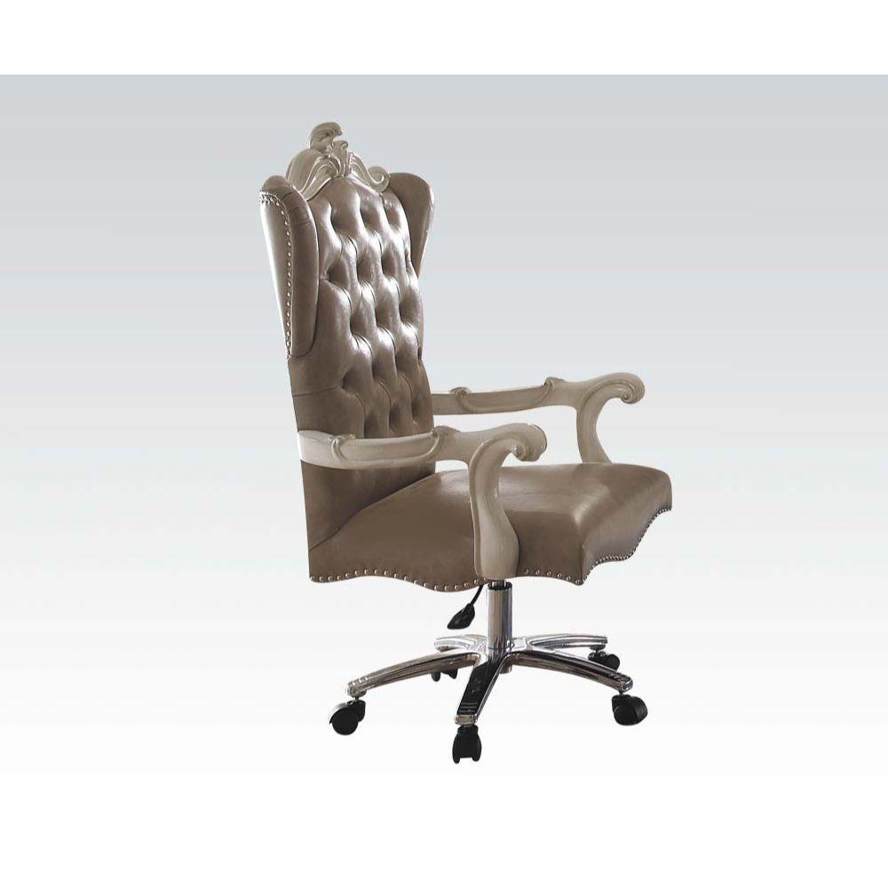 ACME Versailles Executive Chair w/Swivel & Lift, Vintage Gray PU & Bone White FredCo