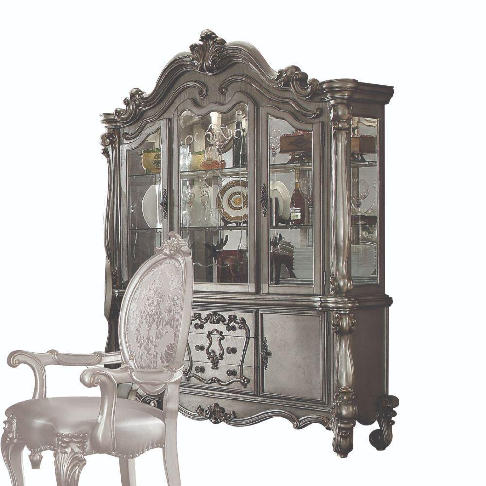 ACME Versailles Hutch & Buffet, Antique Platinum 66824 FredCo