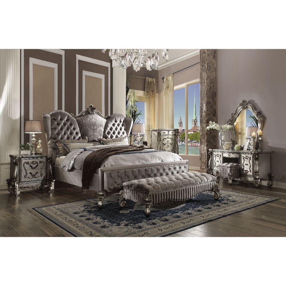 ACME Versailles Nightstand, Antique Platinum FredCo
