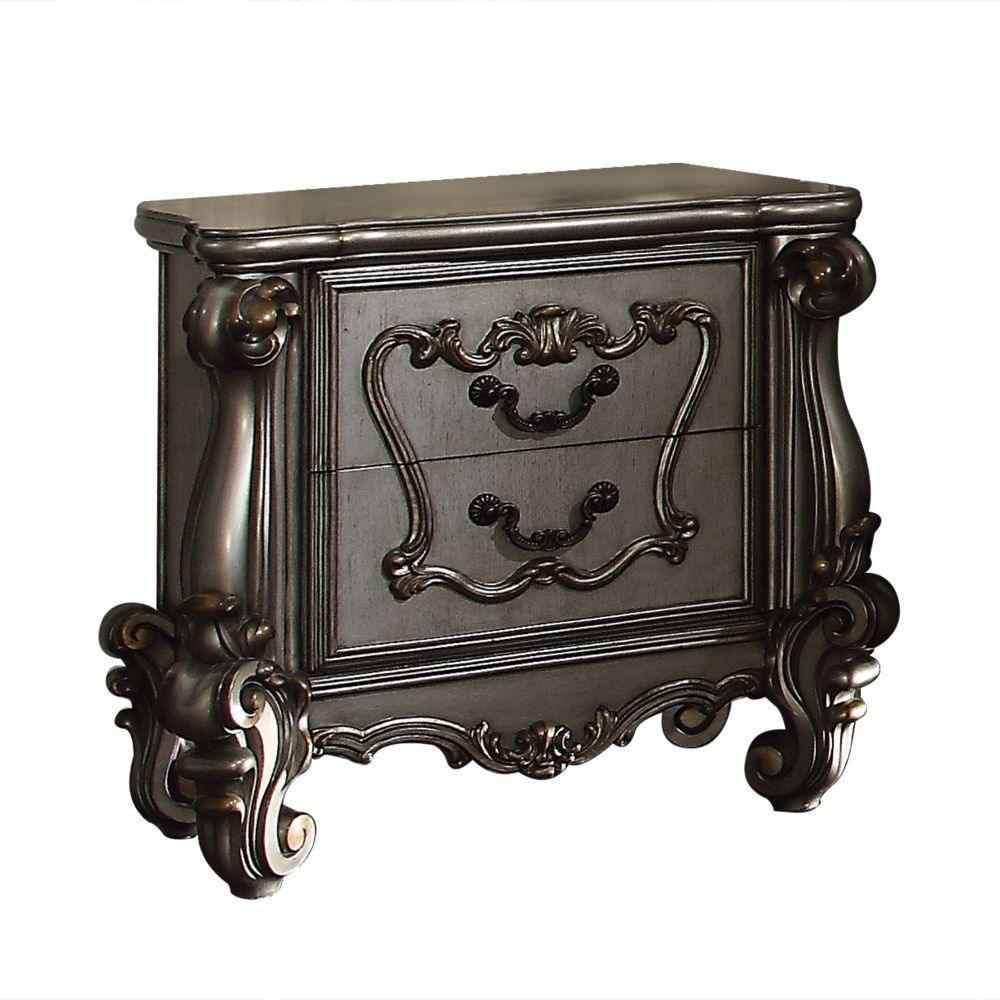 ACME Versailles Nightstand, Antique Platinum FredCo
