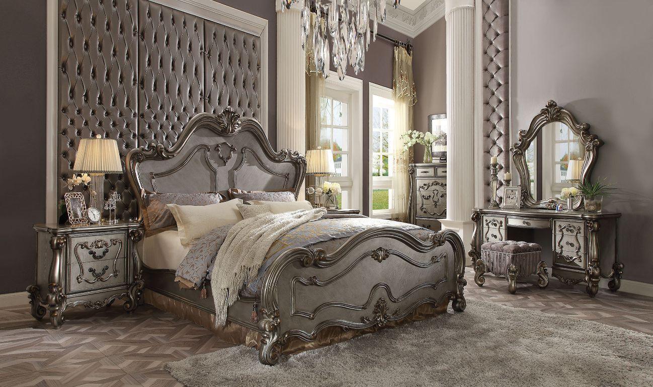 ACME Versailles Queen Bed, Antique Platinum 26860Q FredCo