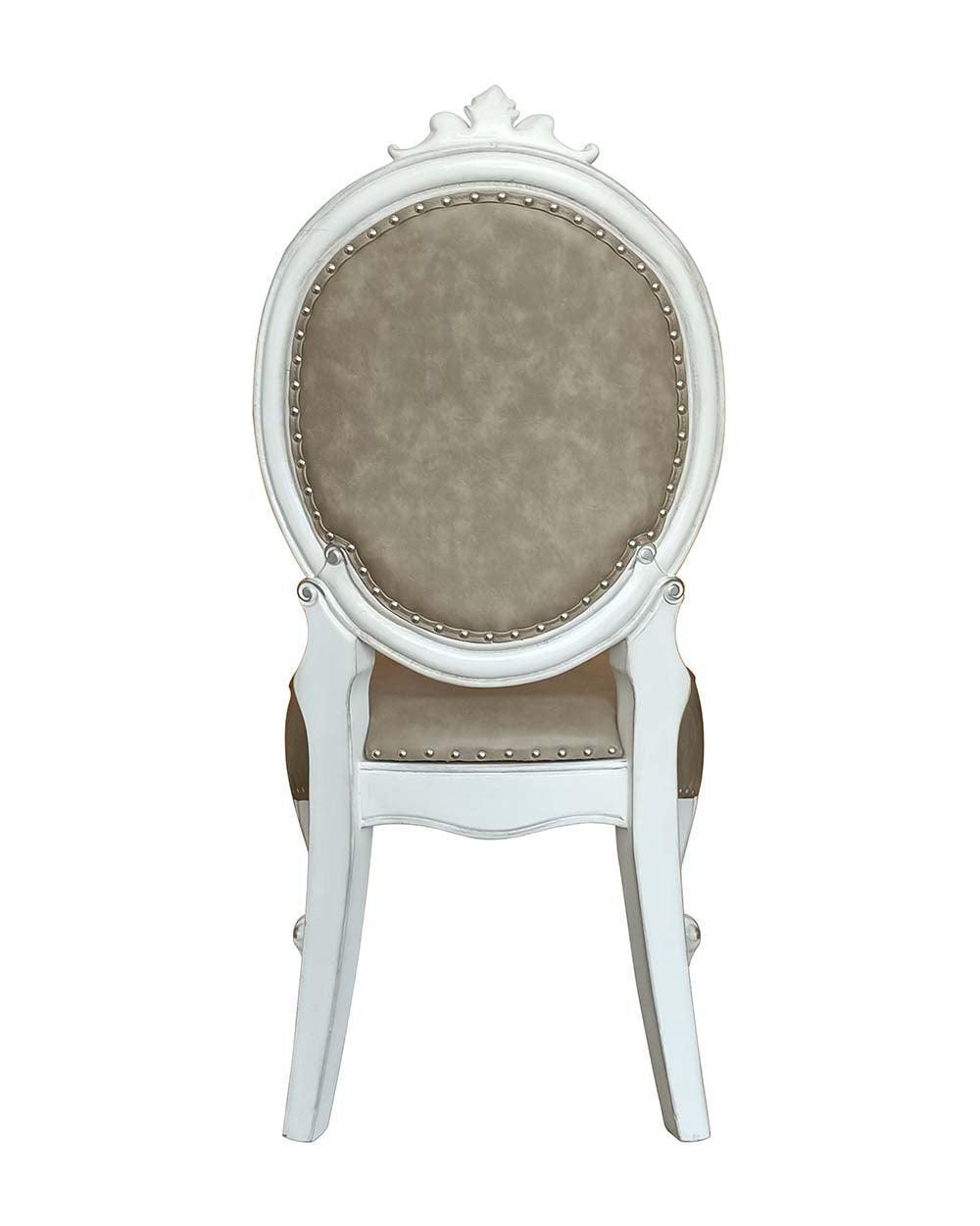 ACME Versailles Side Chair (Set-2), PU & Bone White Finsih FredCo