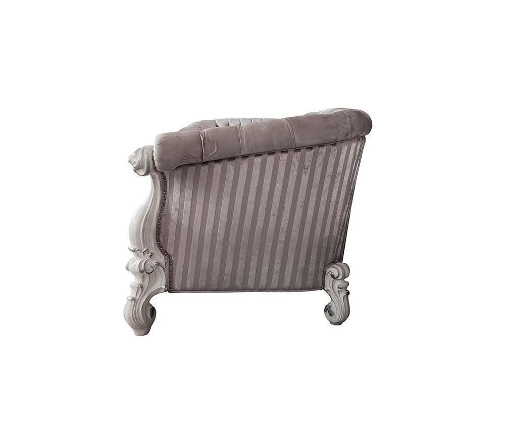 ACME Versailles Sofa w/7 Pillows, Ivory Fabric & Bone White Finish FredCo