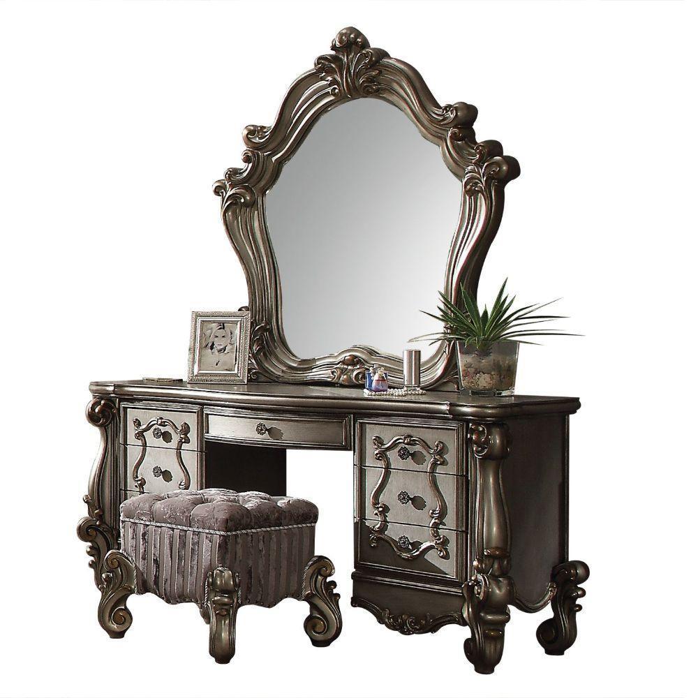 ACME Versailles Vanity Desk, Antique Platinum FredCo