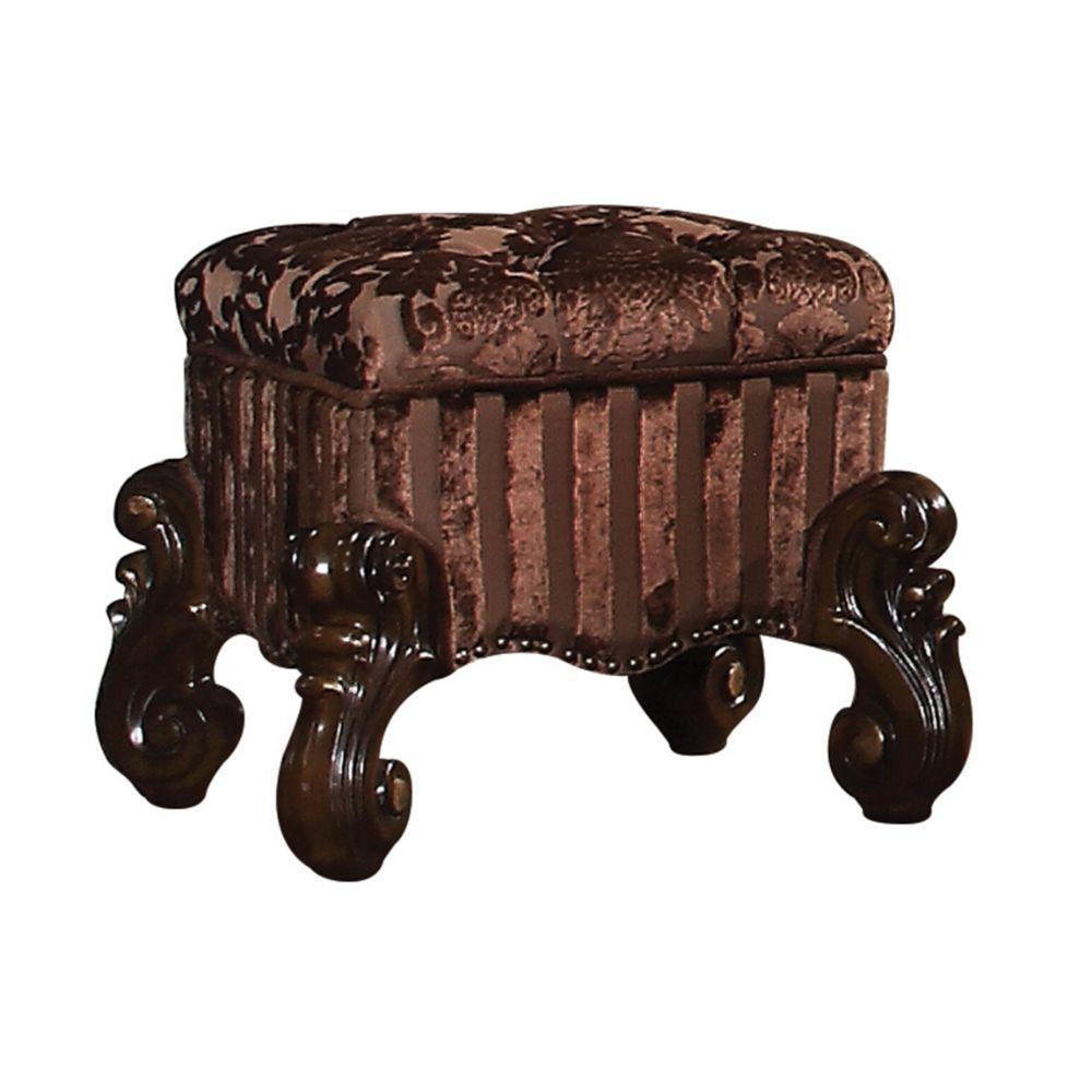 ACME Versailles Vanity Stool, Fabric & Cherry Oak FredCo