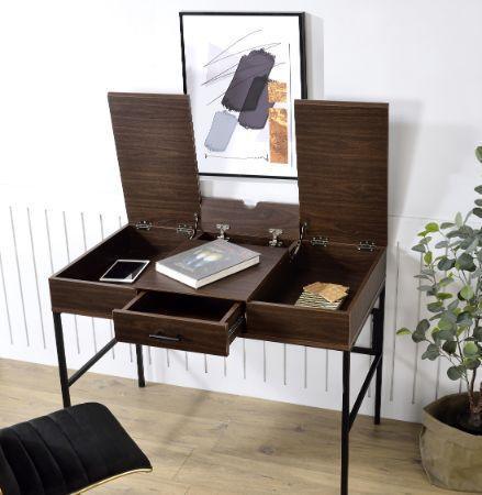 ACME Verster Built-in USB Port Writing Desk, Oak & Black Finish FredCo