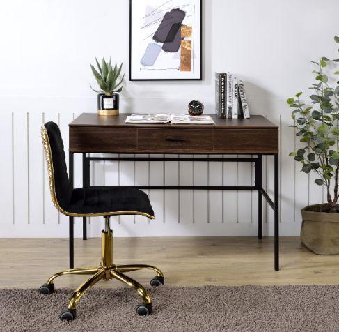 ACME Verster Built-in USB Port Writing Desk, Oak & Black Finish FredCo