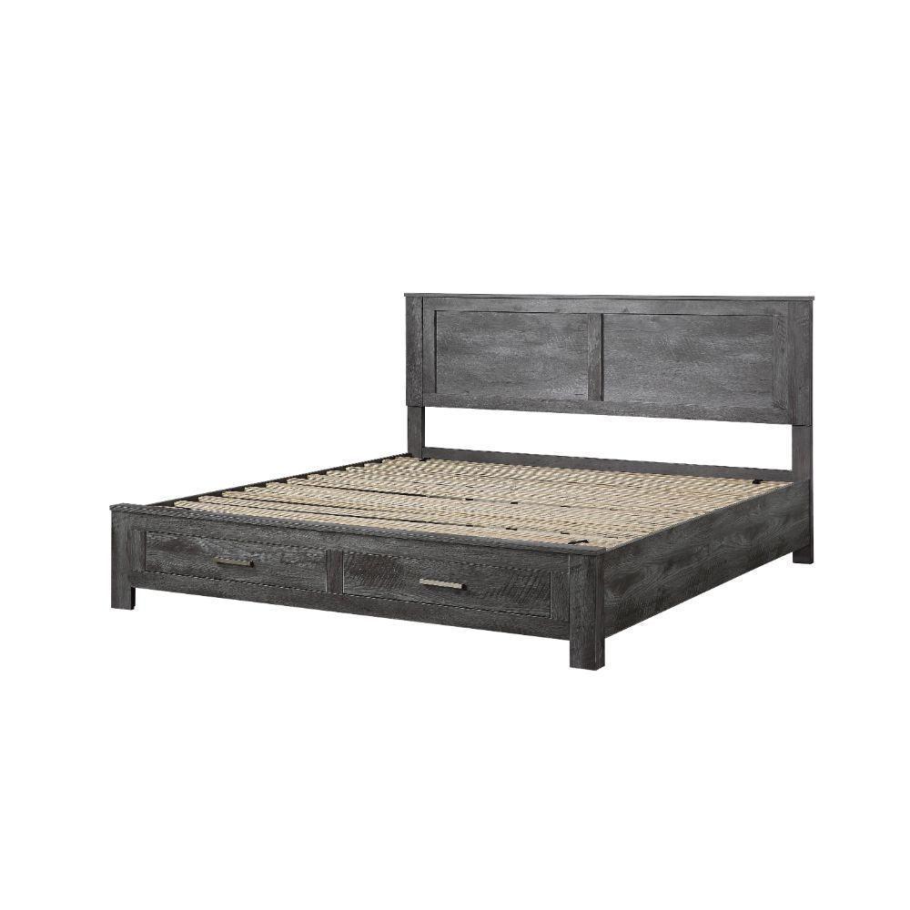 ACME Vidalia Queen Bed w/Storage, Rustic Gray Oak FredCo