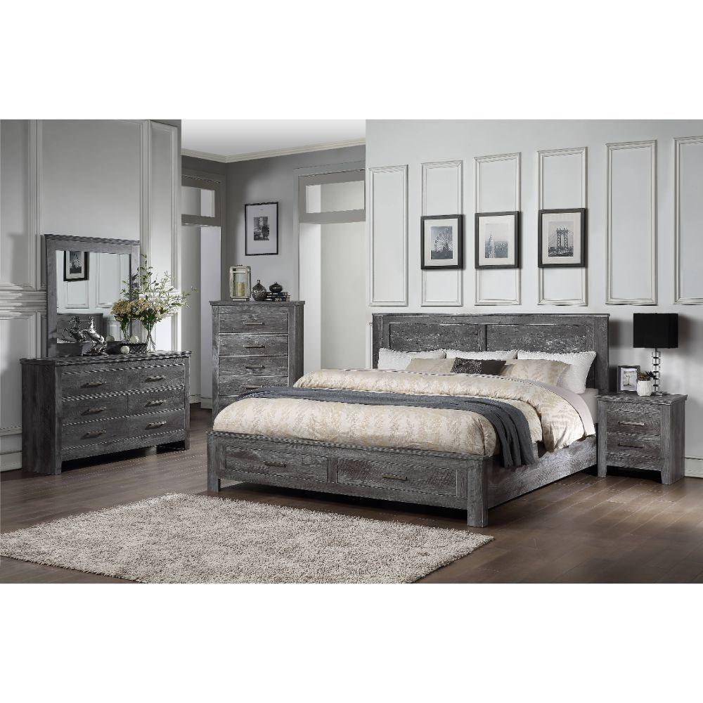 ACME Vidalia Queen Bed w/Storage, Rustic Gray Oak FredCo