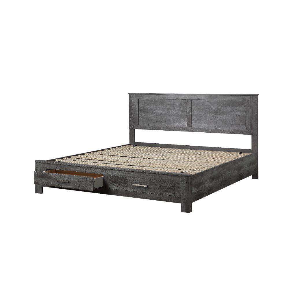 ACME Vidalia Queen Bed w/Storage, Rustic Gray Oak FredCo